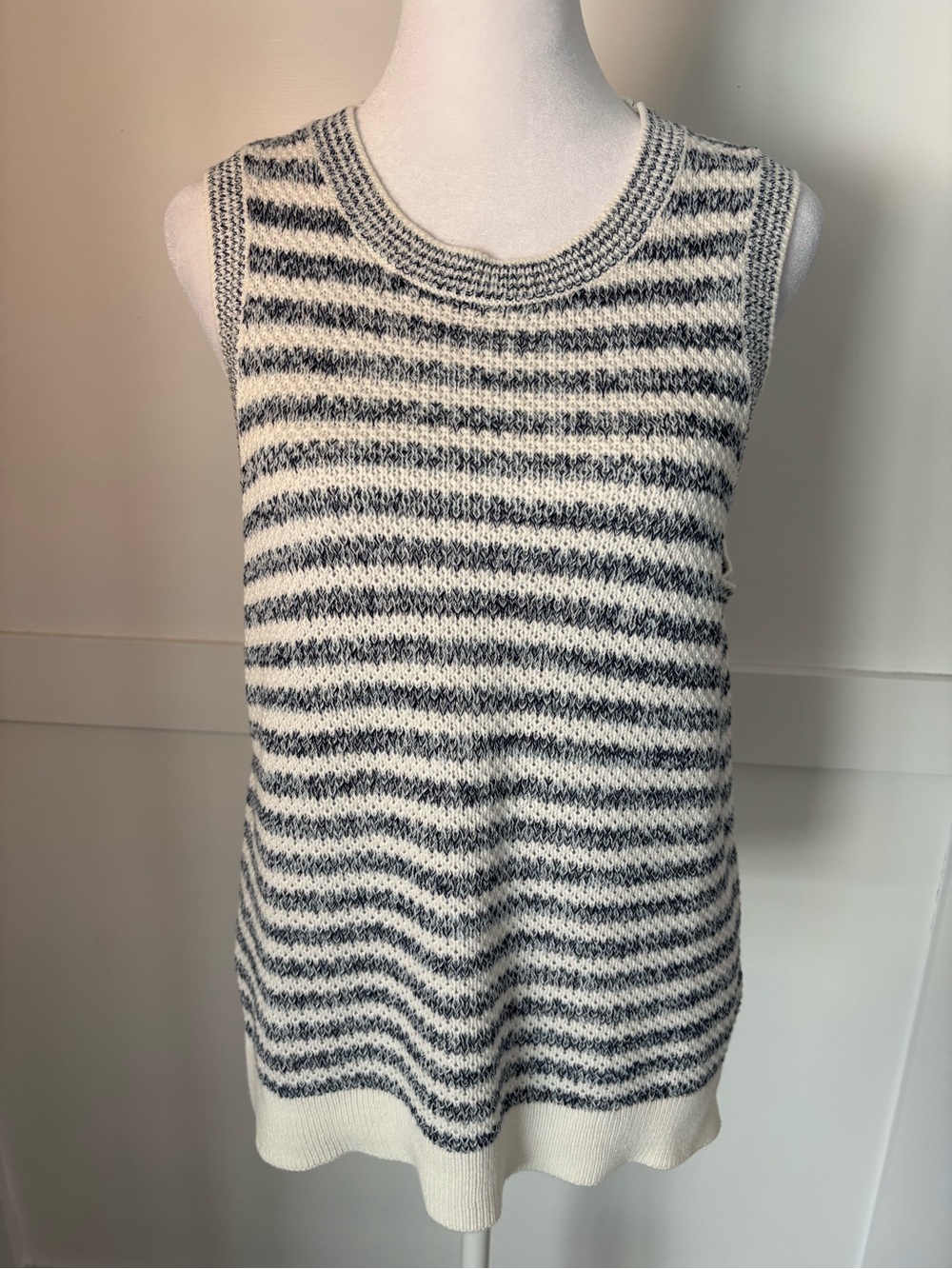 J. Crew Sleeveless Striped Knit Tank - White and Gray size medium